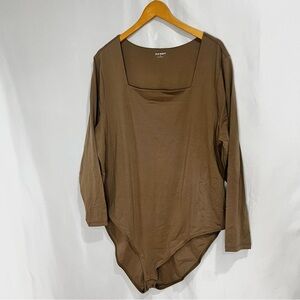 Old Navy Brown Square-Neck Long Sleeve Bodysuit plus size